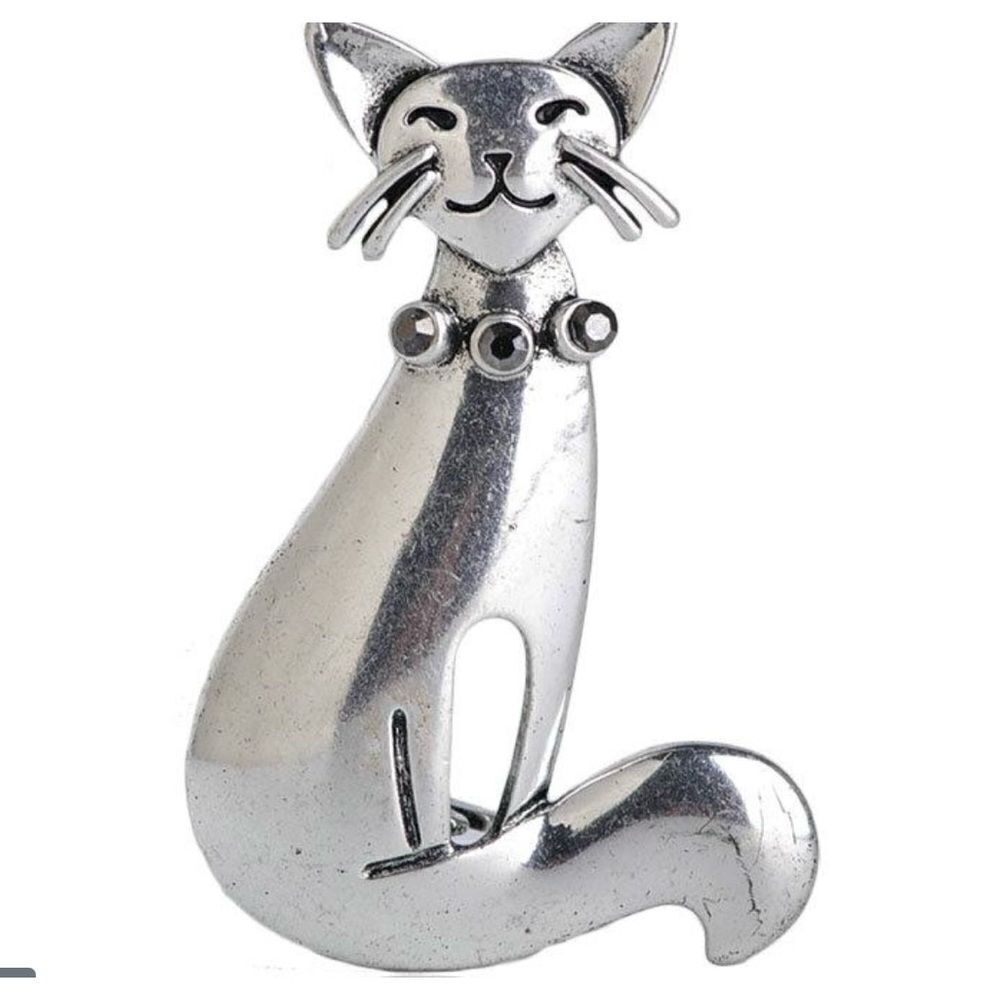 🩶 NEW Blucome retro silver kitty cat brooch 🩶